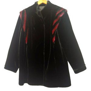Vintage Borgessa Casper Womens Medium Coat Faux Fur USA Union Made Black Purple